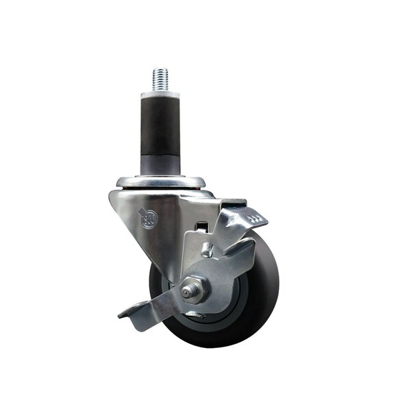 3'' Thermoplastic Rubber Swivel 1-1/4'' Expanding Stem Caster with Brake